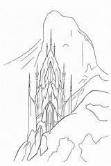 Frozen Castle Coloring Pages Elsa Disney Ice Drawing Cartoon sketch template