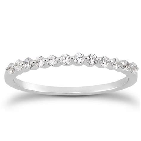 single shared prong diamond wedding ring band   white gold