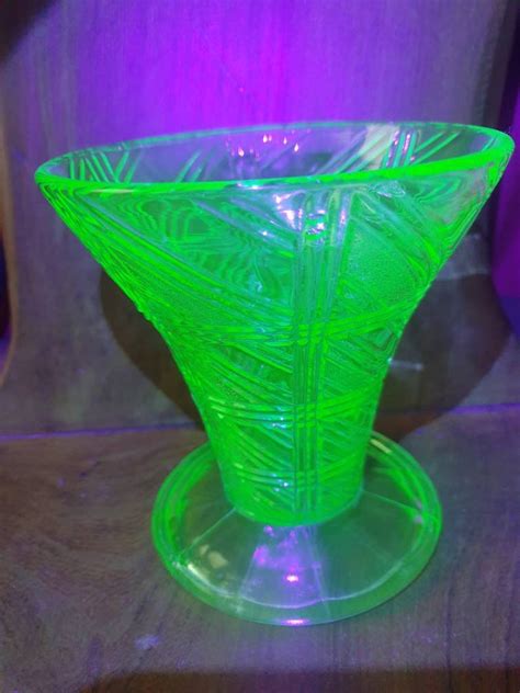 Art Deco Vase Art Deco Green Glass Vase Uranium Green Glass Etsy