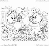 Coloring Bubbles Bear Blowing Cubs Illustration Outline Clipart Rf Royalty Bannykh Alex sketch template