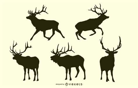 deer silhouette pack vector