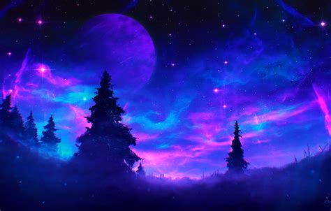 wallpaper forest space night fog planet fantasy images  desktop section fantastika