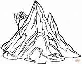 Coloring Pages Snow Mountain Silhouettes sketch template