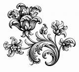 Victorian Tattoo Flower Floral Filigree Pattern Scroll Ornament Baroque Frame Vintage Border Motif Flowers Tulip Engraved Peony Retro Dreamstime Illustration sketch template