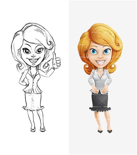 office woman cartoon character set cartoon female