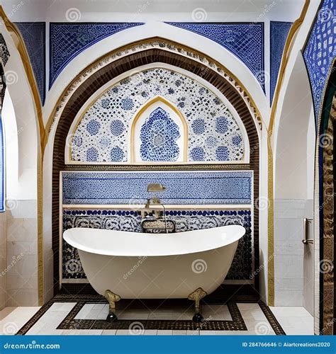 moroccan hammam style bathroom  mosaic tiles intricate arches