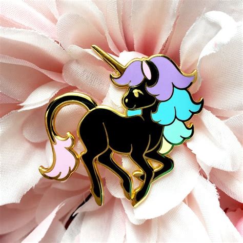 Black Rainbow Unicorn Enamel Lapel Pin