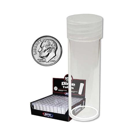 bcw clear  dime coin tubes  frosted screw  cap