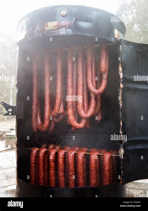 smoking sausage stock photo alamy