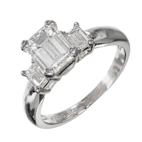 stone emerald cut diamond platinum engagement ring  sale  stdibs