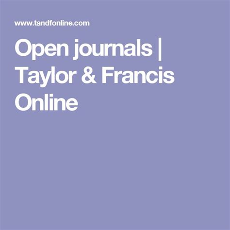 open journals taylor francis  journal open access journals