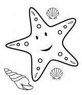 Starfish Coloring Shell Three Kids sketch template