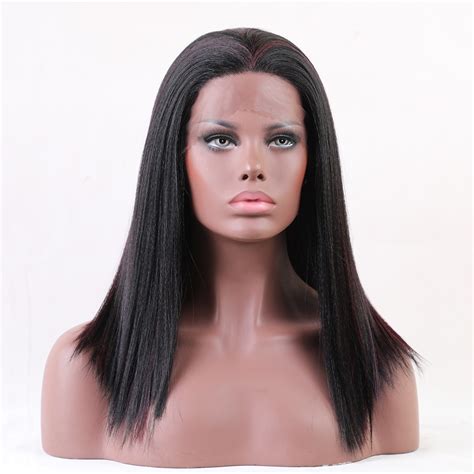 element 20 inch long straight lace front wig heat resistant synthetic