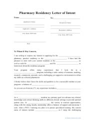 pharmacy residency letter  intent template  printable