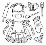 Drawing Apron Baking Tools Line Getdrawings Supplies Potty sketch template