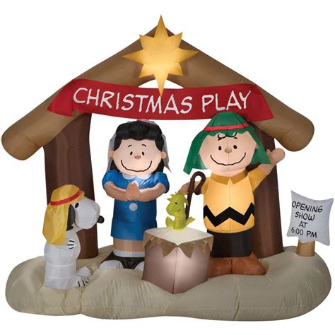69 blow up inflatable peanuts nativity scene outdoor yard decoration
