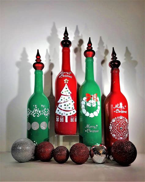 Include These Unique Hand Painted Christmas Wine Bottles To Etsy