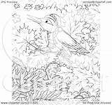 Coloring Winter Tree Outline Bird Royalty Clipart Illustration Bannykh Alex Rf 2021 sketch template