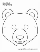 Bear Printable Mask Coloring Masks Templates Template Pages Firstpalette Polar Animal Brown Kids Animals Visit источник sketch template