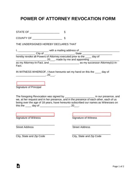 power  attorney poa form  word eforms
