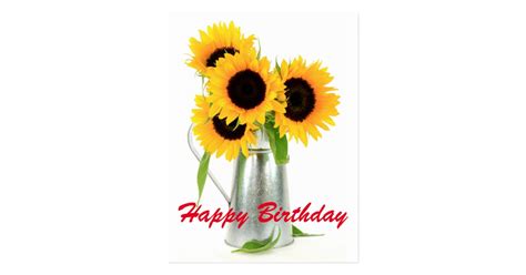 happy birthday sunflowers bouquet postcard zazzle