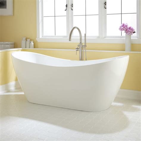 signature hardware  sheba   standing acrylic soaking tub  cente white tub