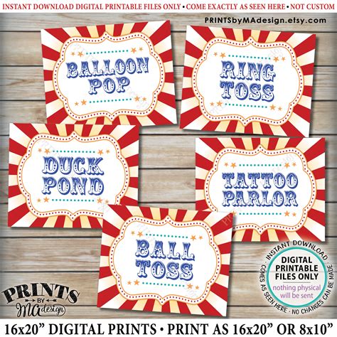 balloon darts carnival printable signs