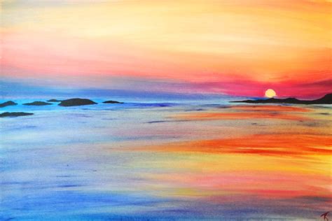 easy beach sunrise painting scenery