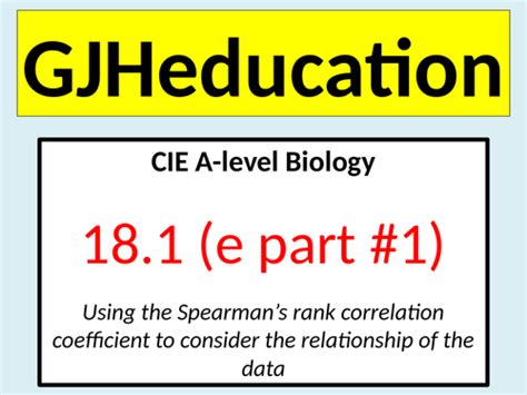 spearman s rank correlation cie a level biology teaching resources