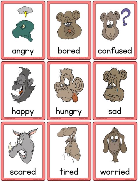 emotions flashcards  preschool esl flashcards