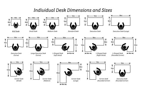 table desk workstation workplace size dimension