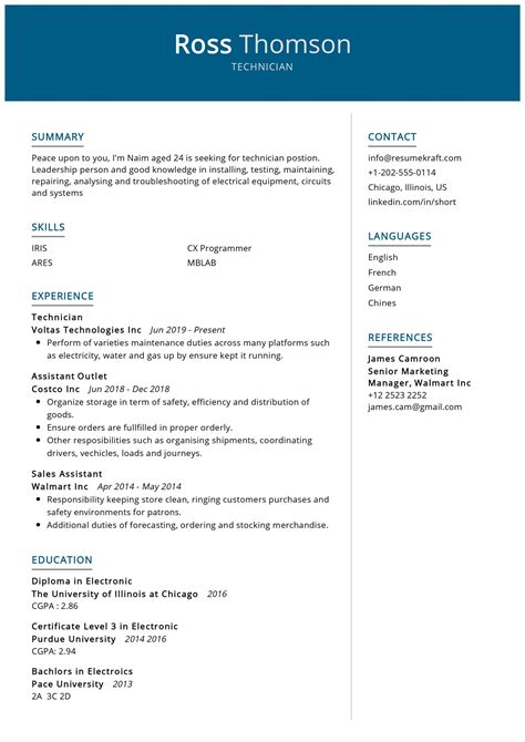 write   resume  electronic technician alder script