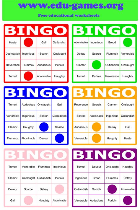 word bingo generator  worksheets  templates