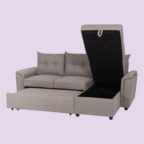 shape sofa bed  storage sofa bed  storage grey fabric sofa
