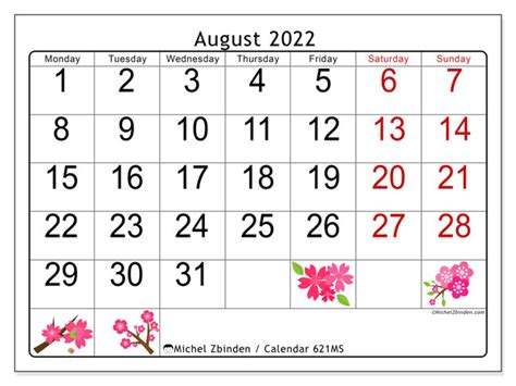 august  printable calendar ms michel zbinden