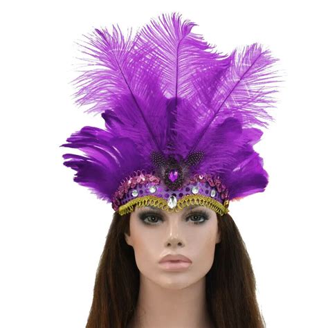 hirigin diadema de plumas bohemias  mujer tocado  festival guirnalda de carnaval