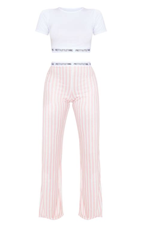 Prettylittlething Pink Stripe Trouser Pj Set Prettylittlething Uae