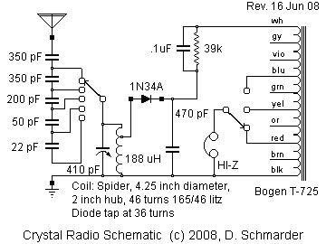 daves  crystal radio schematic radio crystals vintage radio