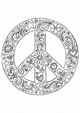 Peace Coloring Pages Hippie Printable Adult Sign Signs Adults Paix Colouring Mandala Coloriage Simple Sheets Template Zentangle Mandalas Attractive Happiness sketch template