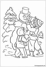 Snowman Cold Making Kids Pages Coloring Online Season Color sketch template