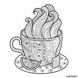 Coloring Tea Cup Pages Adults Coffee Illustration Vector Book Fotolia Adult Au Zentangle Stock Colouring Getcolorings Mandalas Cups Printable Preview sketch template