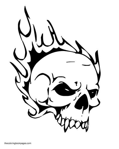 coloring pages   fire skull