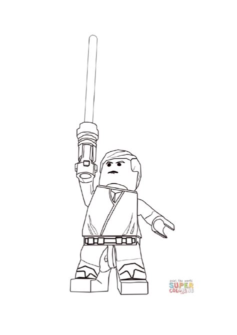lego star wars luke skywalker coloring page printable