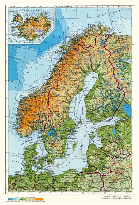 large physical map  scandinavia  russian sweden europe mapsland maps   world