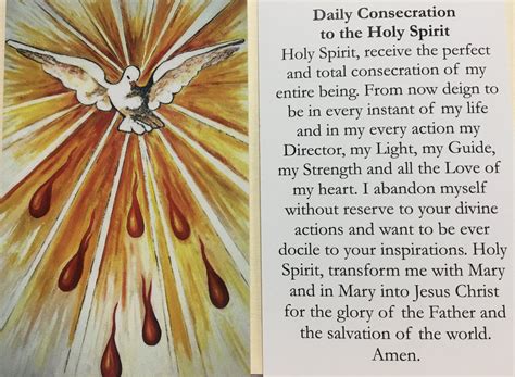 daily consecration   holy spirit prayer card fullness  grace