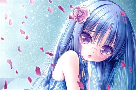Blue Hair Chinese Clothes Chinese Dress Dress Flowers Glasses Long Hair
