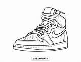 Coloring Pages Nike Air Force Drawing Sneaker Shoe Shoes Sneakers Jordan Template High Draw Jordans Own Sketch Sketches Trainers Choose sketch template
