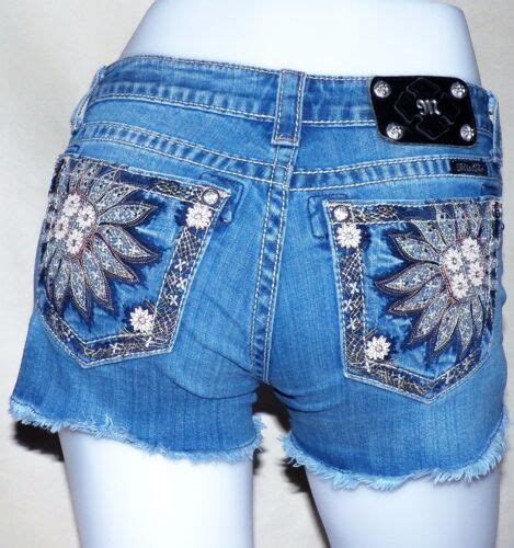 Miss Me Jeans Mason Crystal Leather Sunflower Daisy Duke Shorts