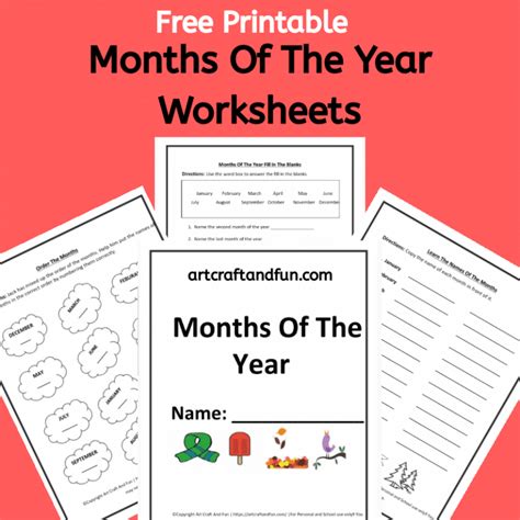 printable months   year worksheets