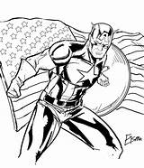 Coloring America Captain Pages Marvel Superhero Print sketch template